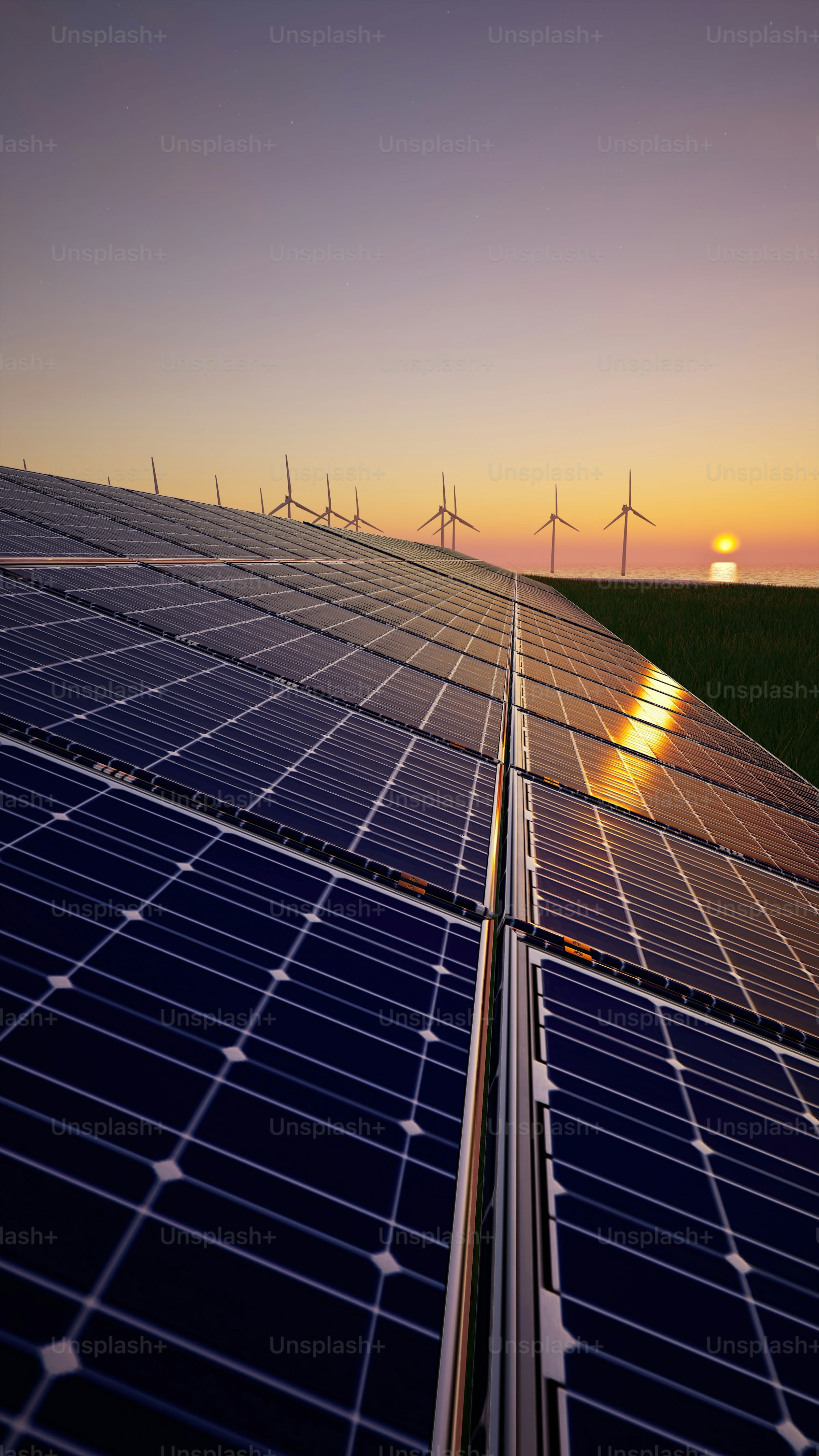 Solar and wind at golden hour